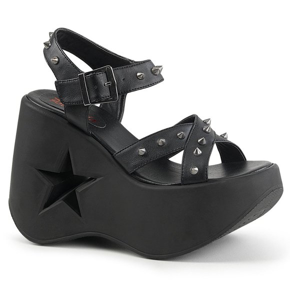 Demonia Shoes - Demonia Dynamite 02 Black Studded Platform Sandal